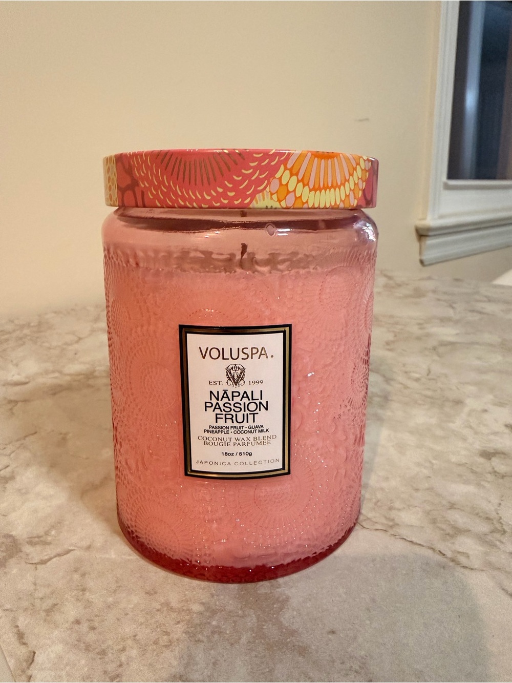 Voluspa Napali Passion Fruit Scented Pink Jar Candle 18 oz